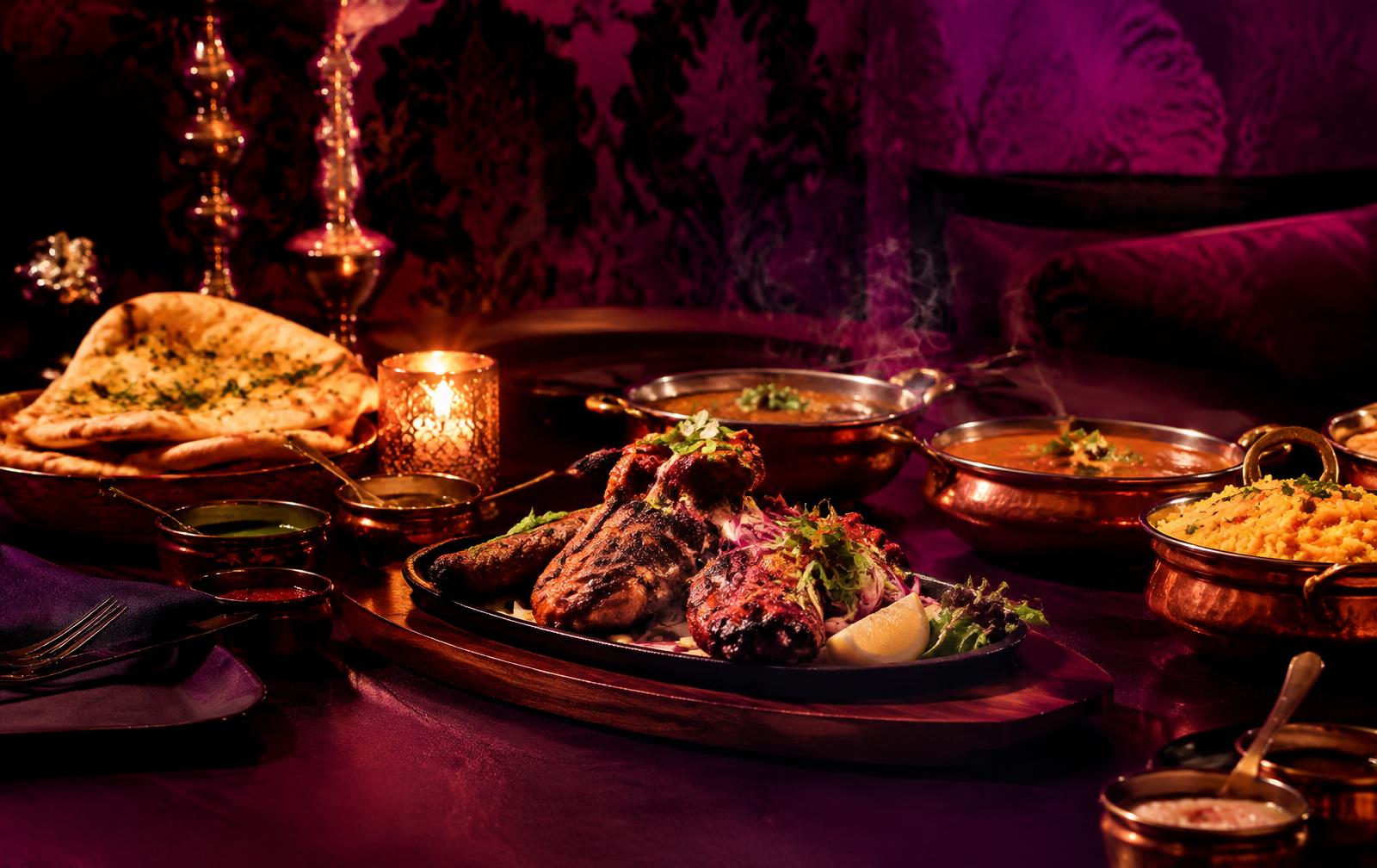 Tandoori platter and curries at Venus Lounge